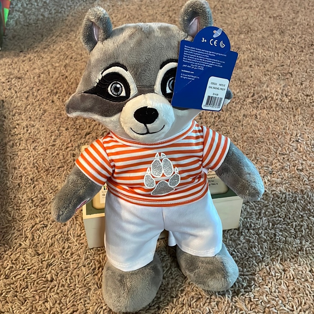 Build-A-Bear Rare Rachel Raccoon Great Wolf Lodge Plush B. A.B 12”